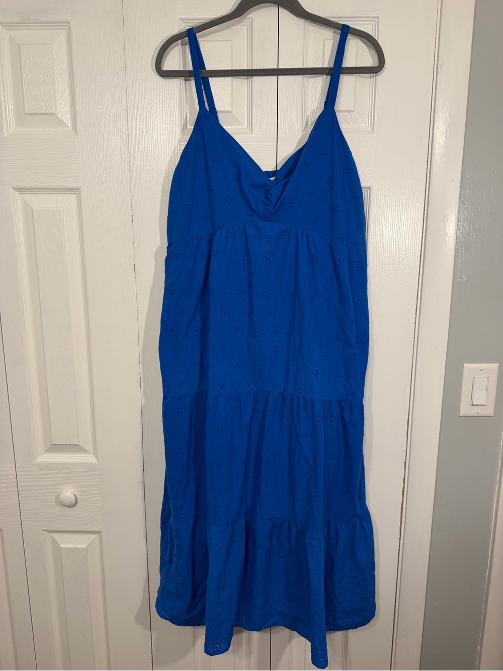 Ophelia Roe Eyelet Tiered Maxi Dress 1X Blue